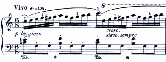 ブルグミュラー：18の練習曲 10. すばやい動き 難易度